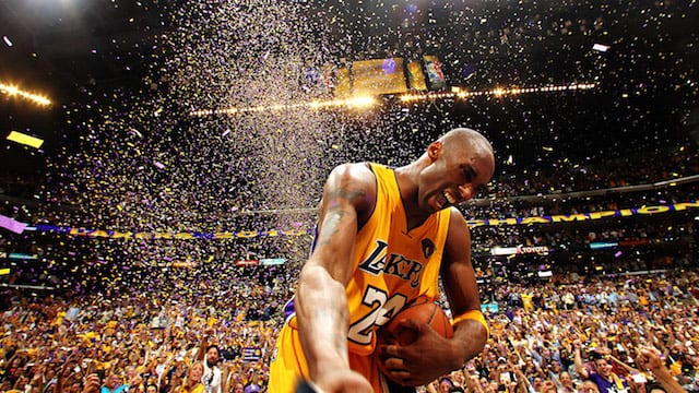 Kobe Bryant celebrating