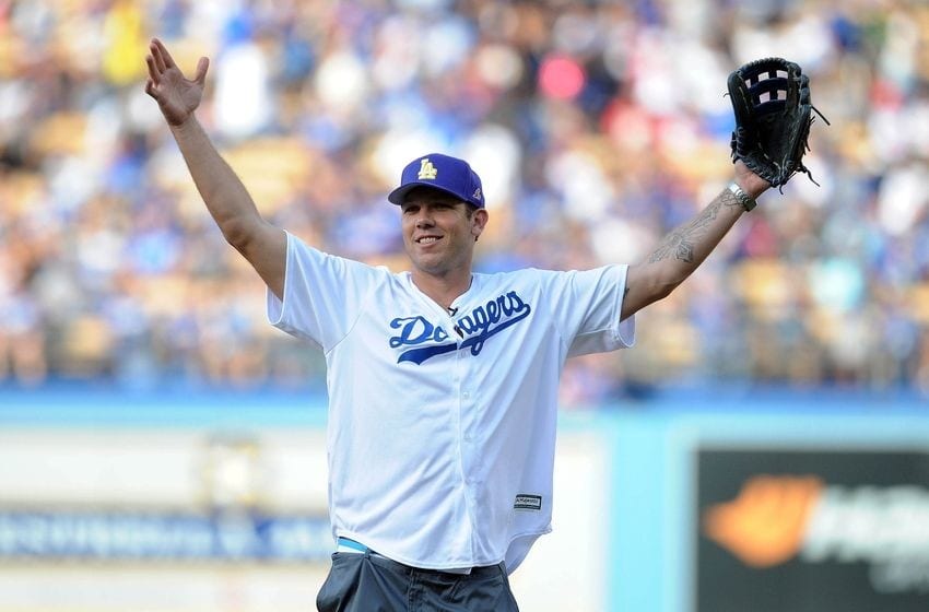 Luke Walton Throws Out First Pitch At Dodgers Game