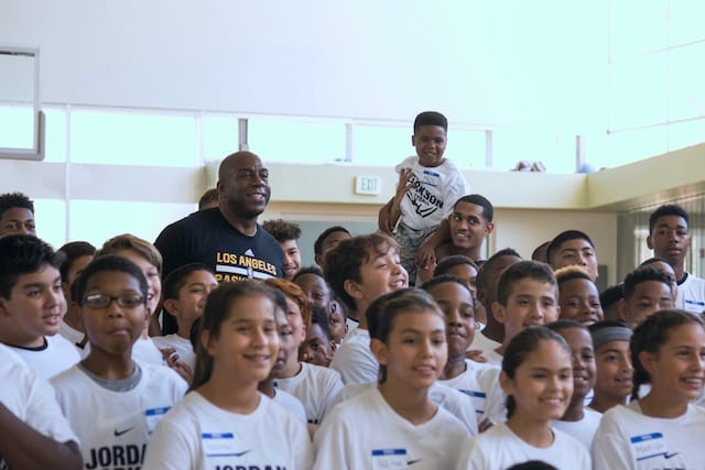 Magic Johnson Helps Out At Jordan Clarkson’s Youth Basketball Camp (video)