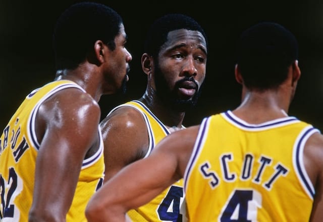 Magic Johnson, Byron Scott, James Worthy, Lakers