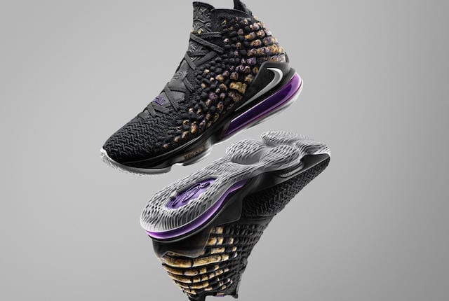 Official images and release date details for the Nike Lebron 17 'Lakers' colorway