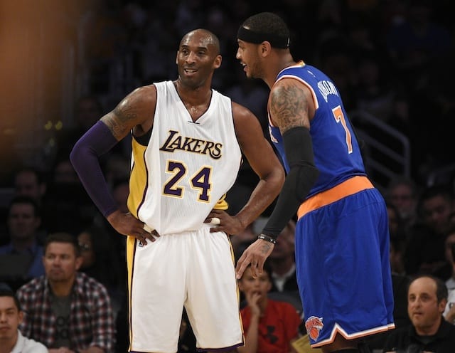 Lakers' Kobe Bryant defends NY Knicks' Carmelo Anthony, says