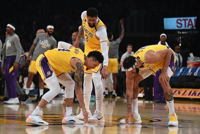 Danny Green, Anthony Davis, JaVale McGee, Lakers