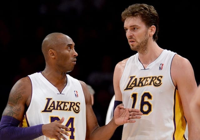 Former Los Angeles Lakers teammates Kobe Bryant and Pau Gasol