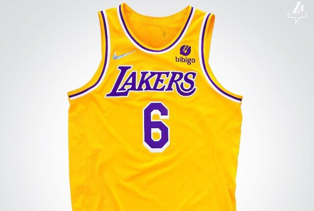 Los Angeles Lakers jersey with Bibigo patch