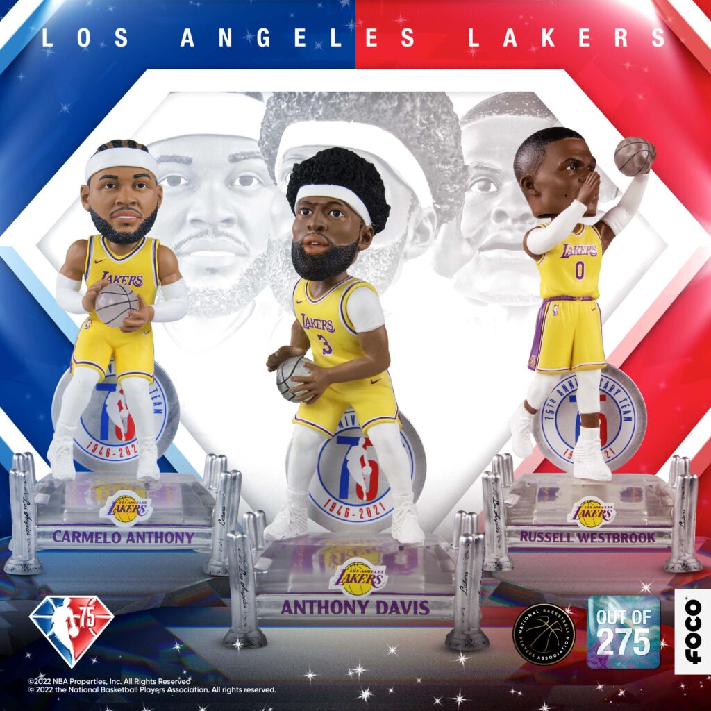 Carmelo Anthony, Anthony Davis, Russell Westbrook, Lakers bobbleheads, FOCO