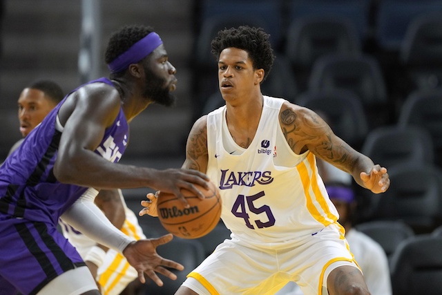 Shareef O'Neal plays for the Los Angeles Lakers in the 2022 Summer League.