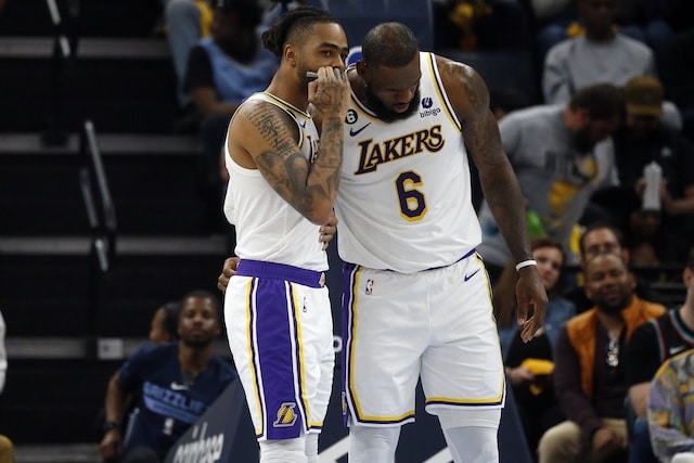 LeBron James of the Los Angeles Lakers and NBA legend, Kobe Bryant