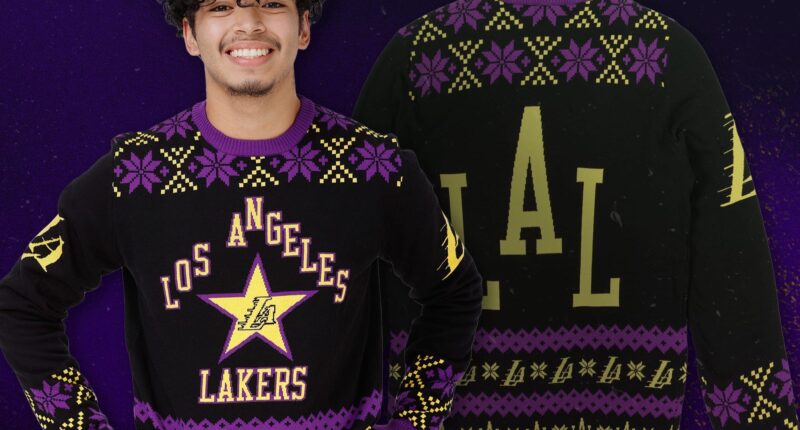 Lakers Christmas sweater, City Edition, FOCO
