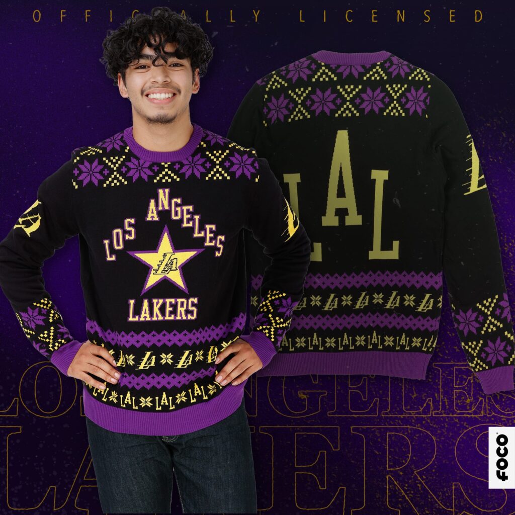 Lakers Christmas sweater, City Edition, FOCO