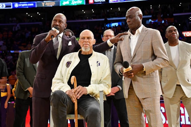 Michael Cooper, Kareem Abdul-Jabbar, James Worthy, Lakers